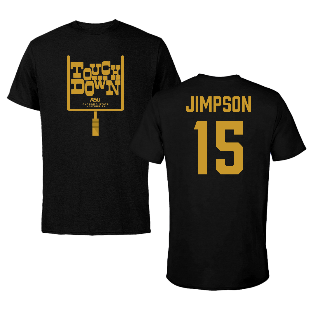 Alabama State University Football Black Touchdown Tee - #15 Zuriel Jimpson