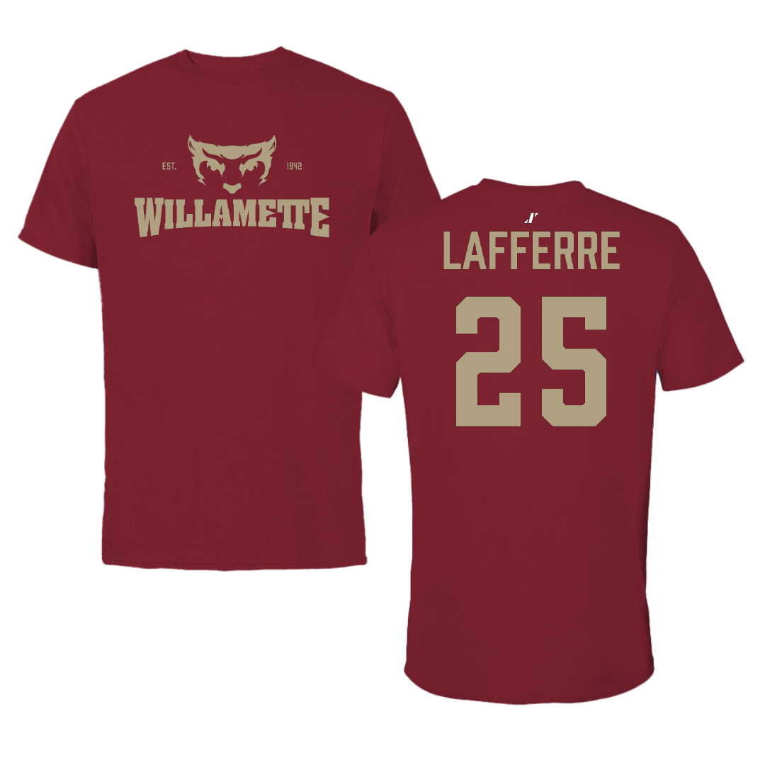 Willamette University Football Cardinal General Tee - #25 Joseph Lafferre