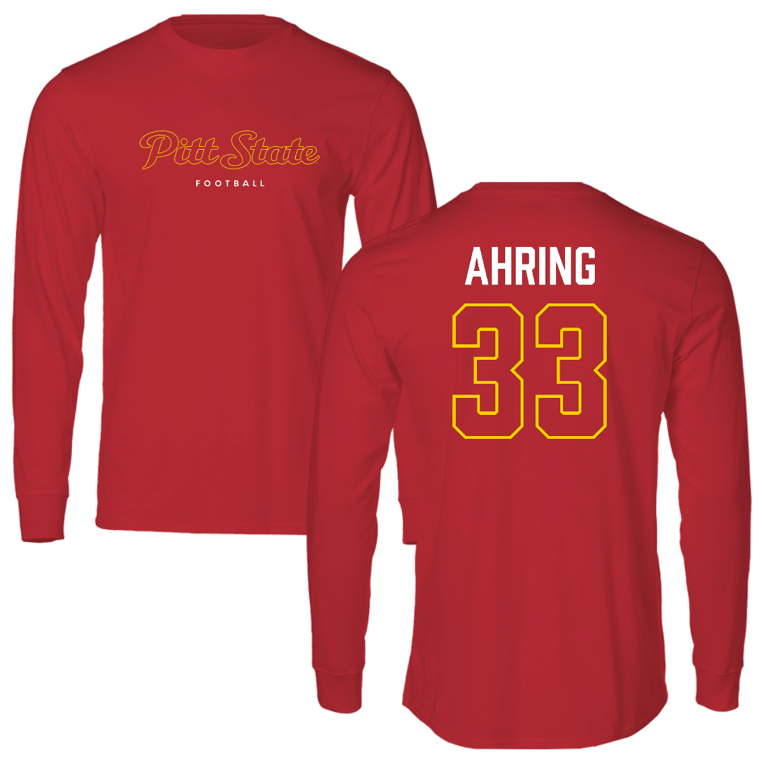 Pittsburg State University Football Red Long Sleeve - #33 William Ahring