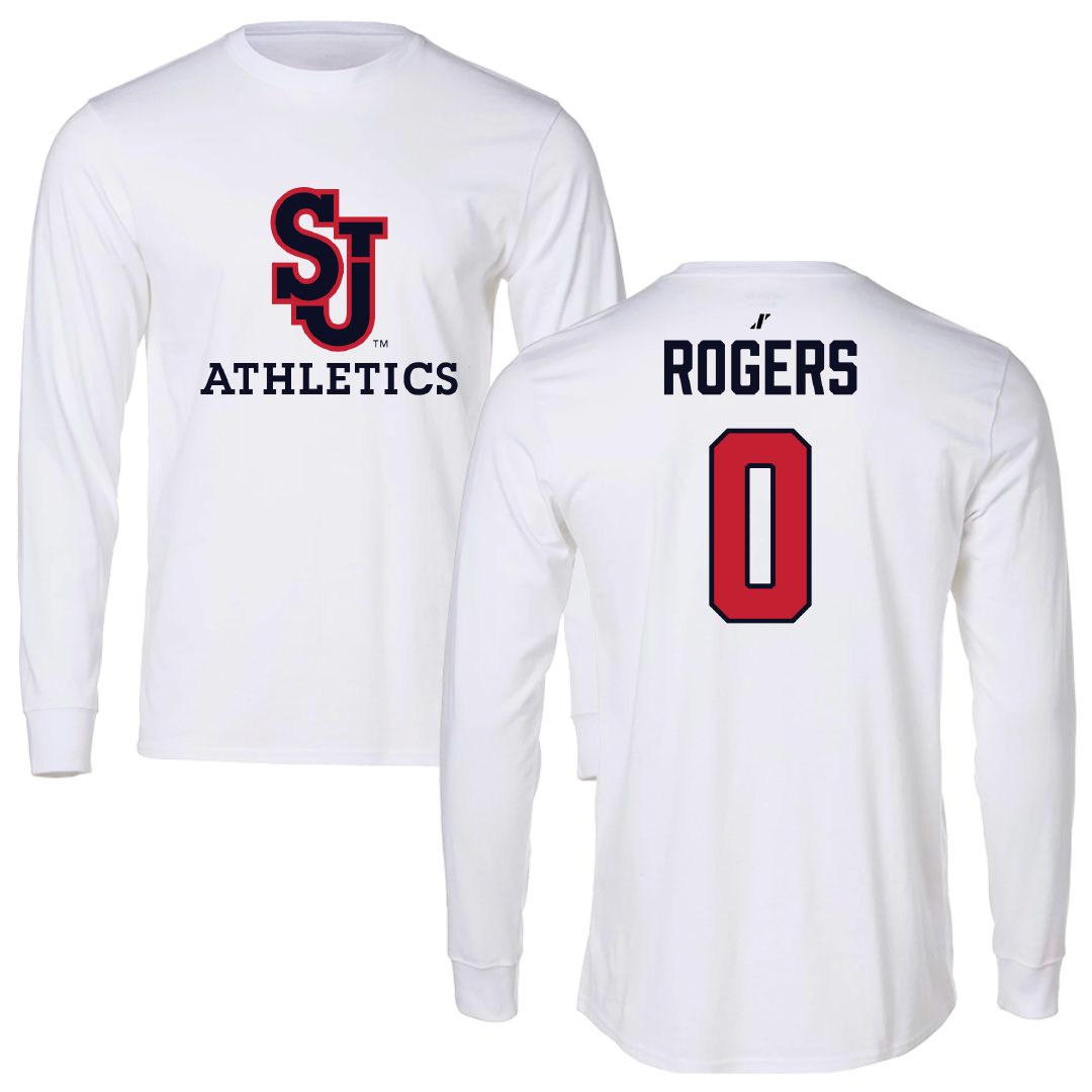 St. John's University (New York) Lacrosse (M) White Performance Long Sleeve - #0 Owen Rogers