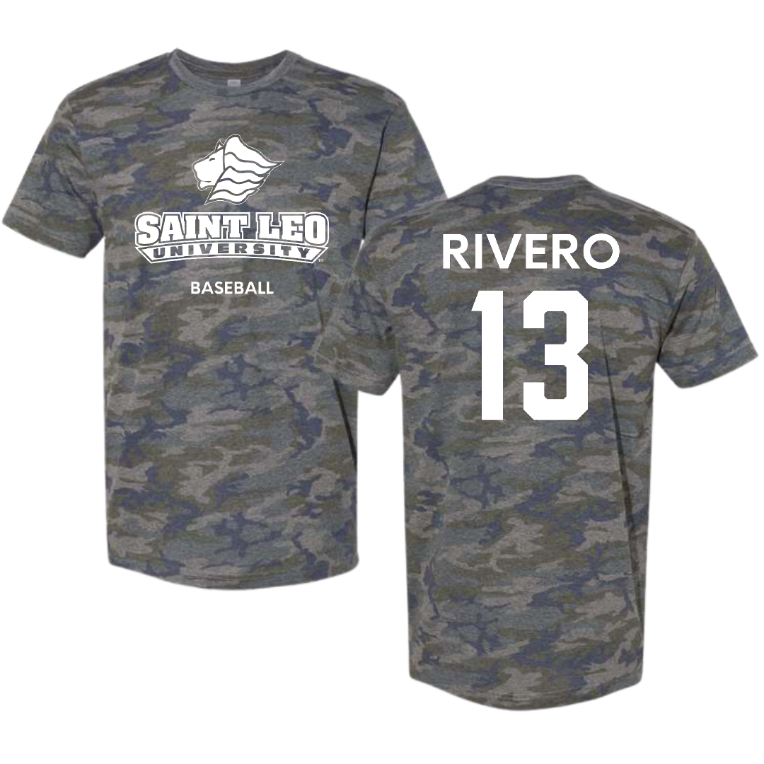 Saint Leo University Baseball Vintage Camo Tee - #13 Luis Rivero