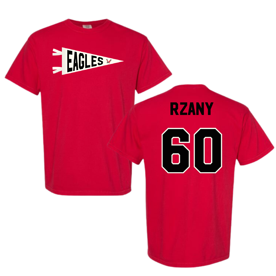 Eastern Washington University Football Red Pennant Comfort Colors Tee - #60 Gabriel Rzany