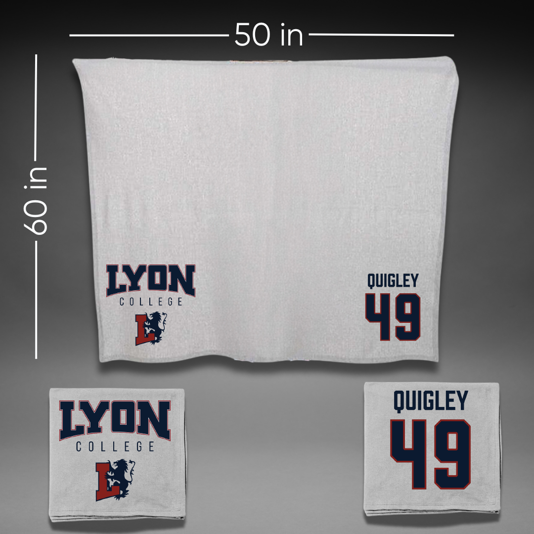Lyon College Baseball Gray Blanket - #49 Caleb Quigley