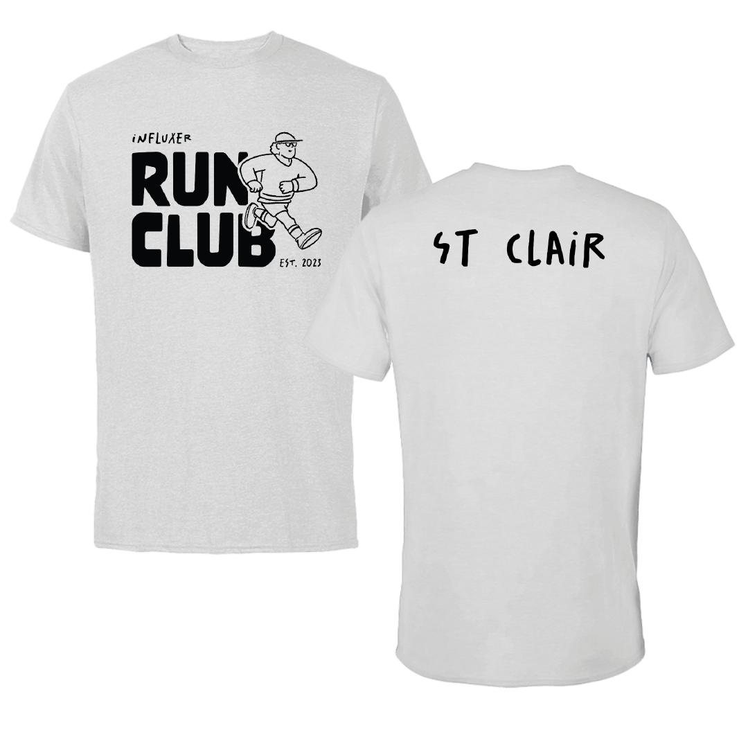 TF and XC Light Gray Influxer Run Club Performance Tee - Maxwell St Clair