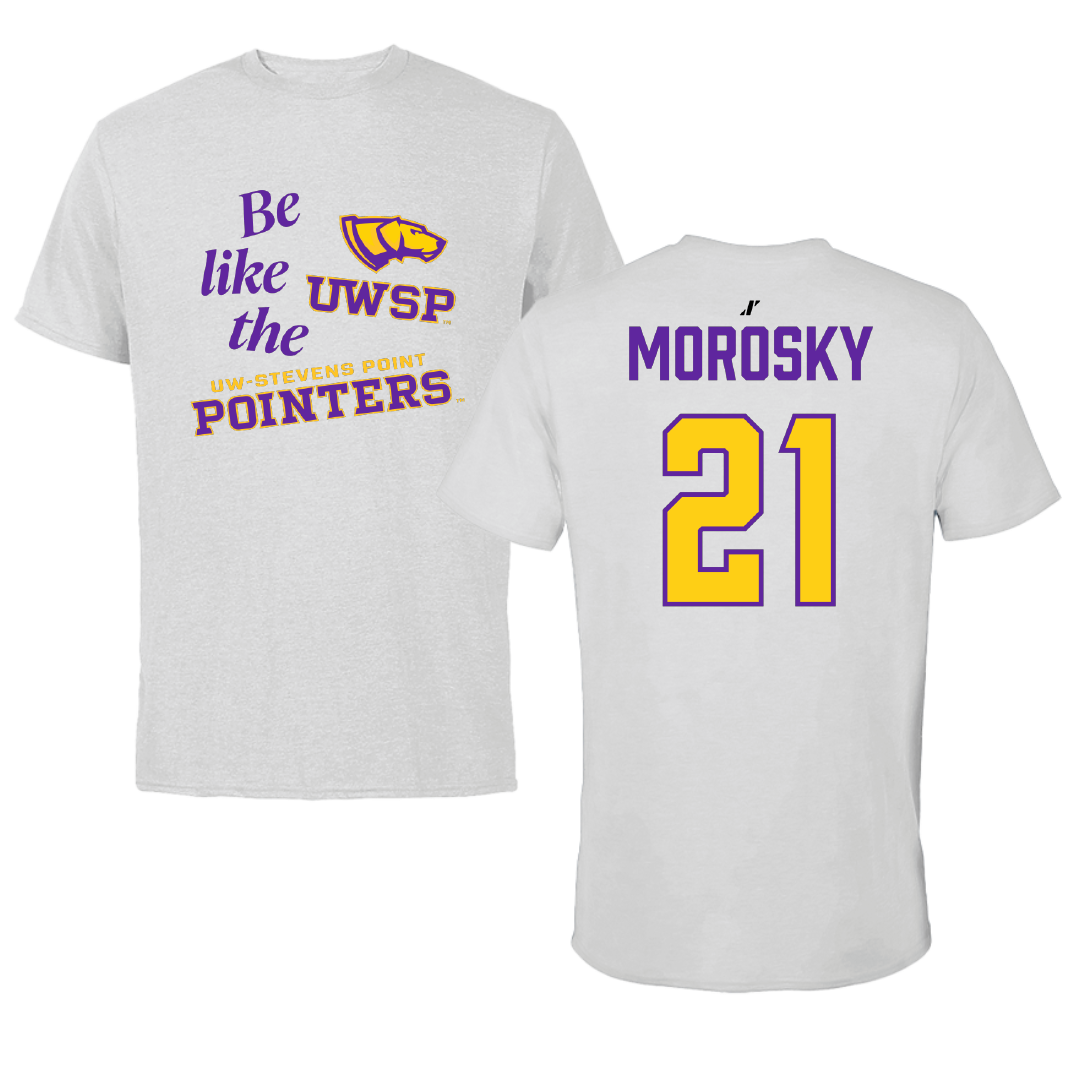 University of Wisconsin-Stevens Point Soccer (M) Light Gray Be Like Us Performance Tee - #21 Dylan Morosky