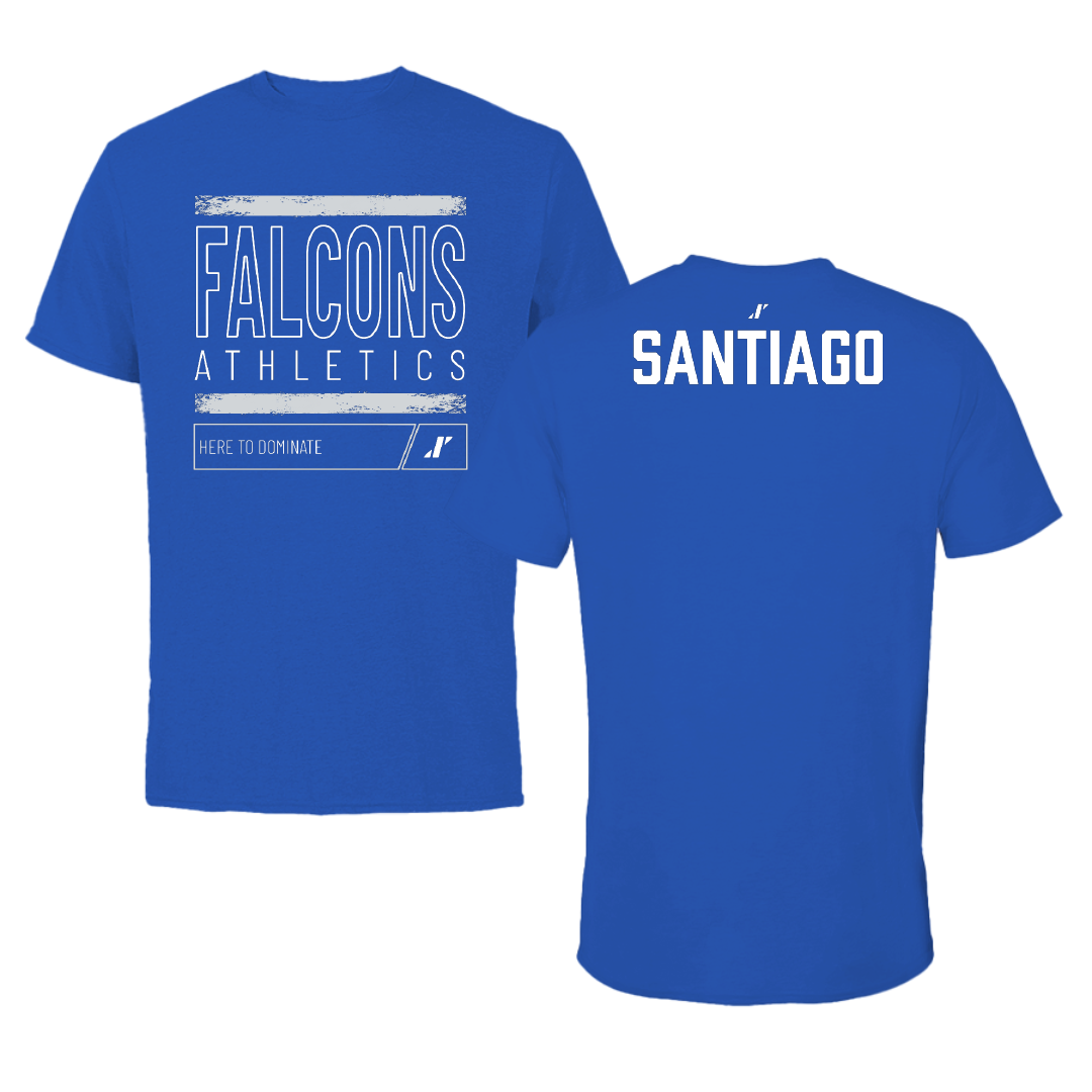 Albertus Magnus College Baseball Blue Dominate Tee - Joshua Santiago