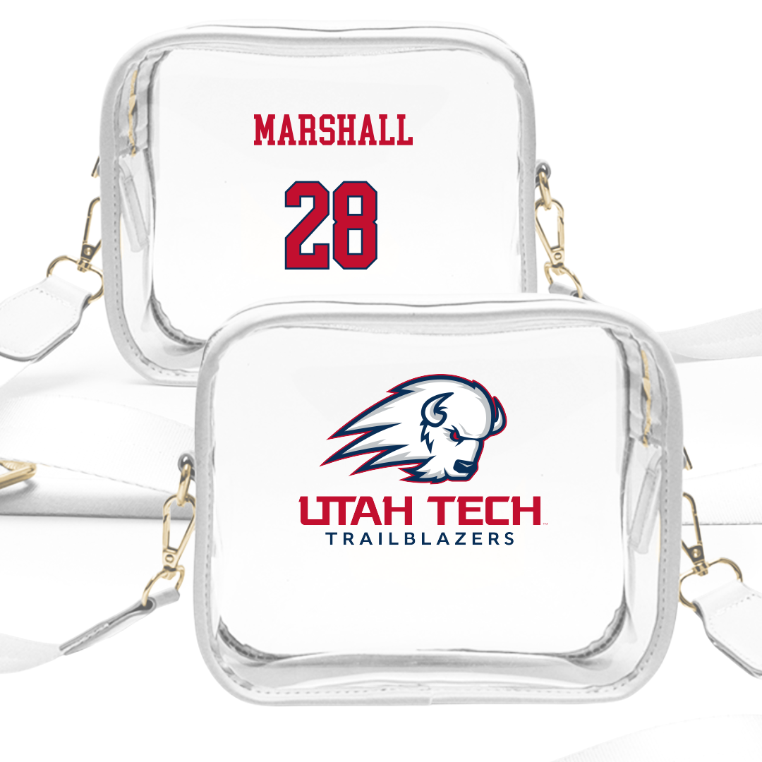 Utah Tech University Baseball White Clear Stadium Bag - #28 Jonah Marshall