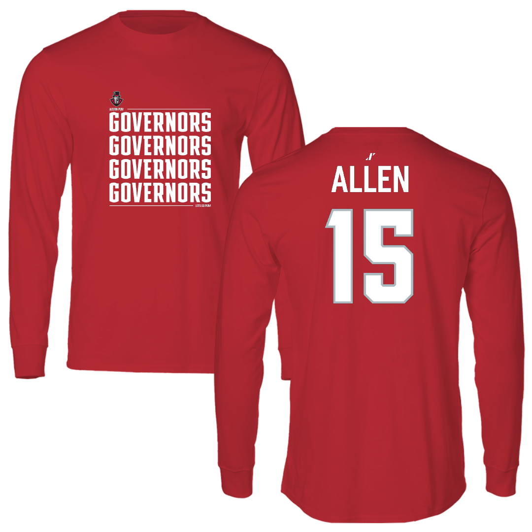 Austin Peay State University Softball Red General Performance Long Sleeve - #15 Shelby Allen