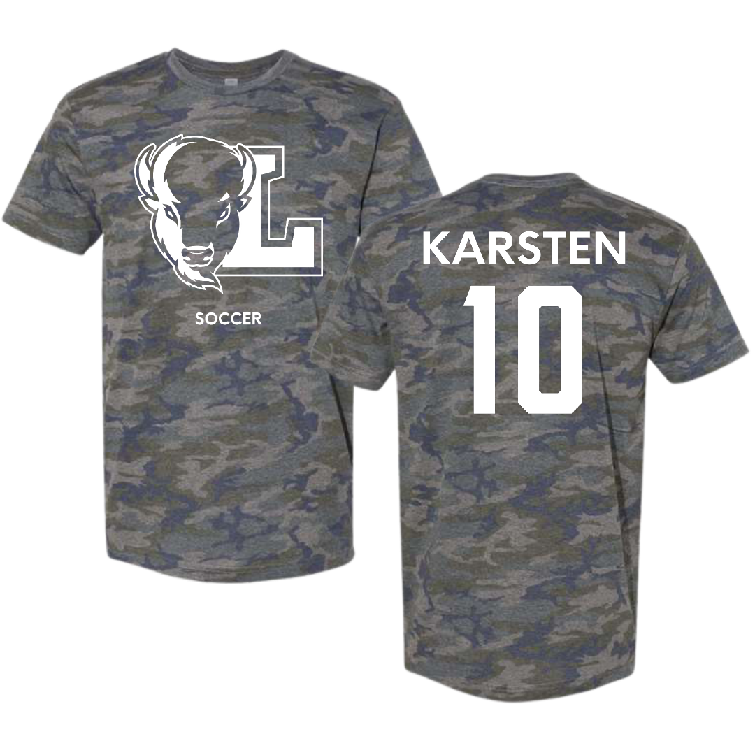 Lipscomb University Soccer (M) Vintage Camo Tee - #10 Dan Karsten