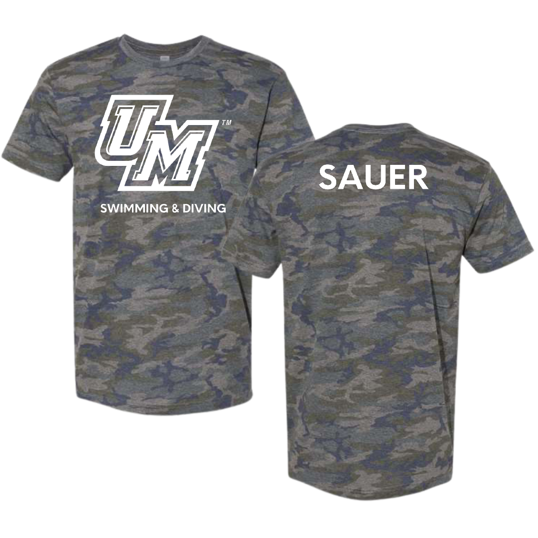 University of Montevallo Swimming & Diving Vintage Camo Tee - Emily Sauer