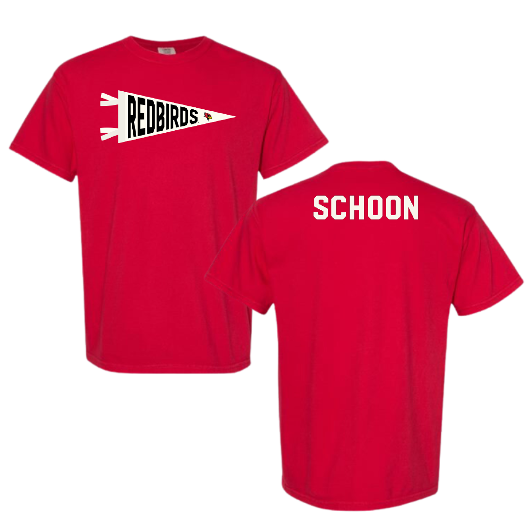 Illinois State University Track and Field Red Pennant Comfort Colors Tee - Sawyer Schoon