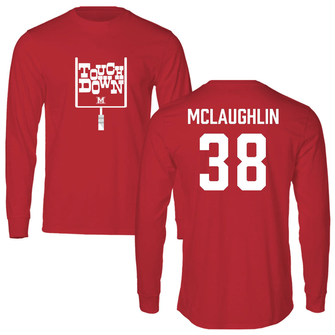 Miami University (Ohio) Football Red Touchdown Long Sleeve - #38 Kellan McLaughlin