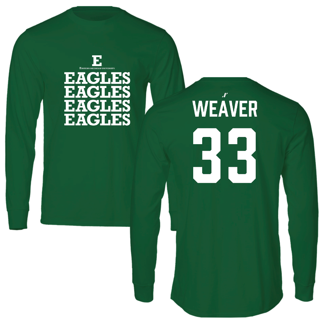 Eastern Michigan University Baseball Green General Long Sleeve - #33 Nick Weaver