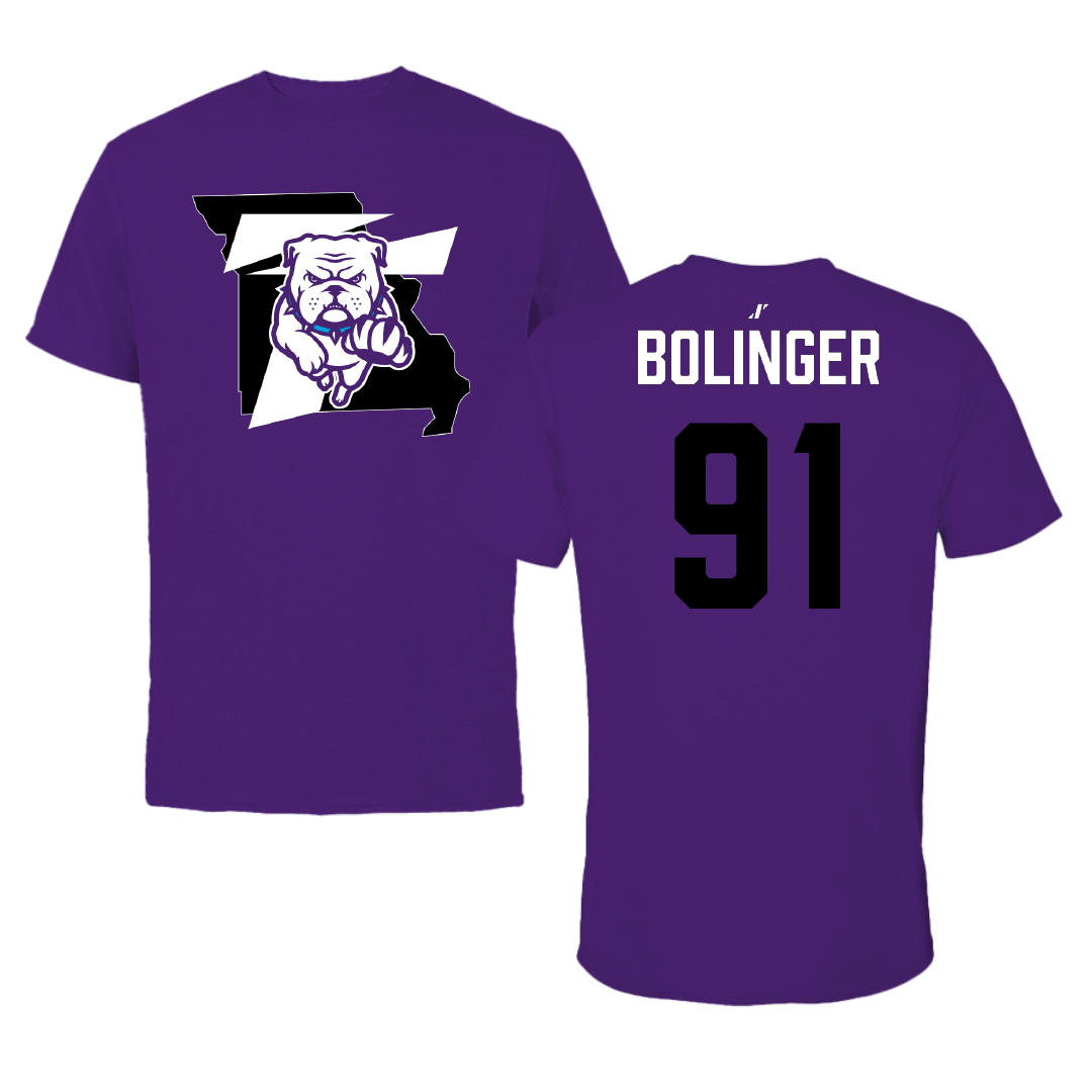 Truman State University Football Purple State Tee - #91 Ethan Bolinger