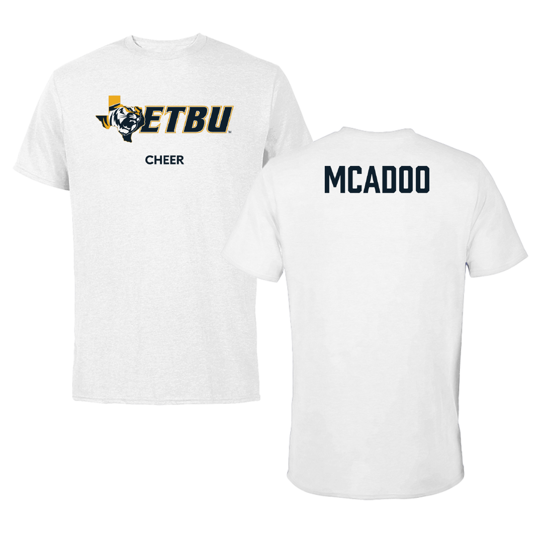 East Texas Baptist University Cheer White Performance Tee - Kendal McAdoo