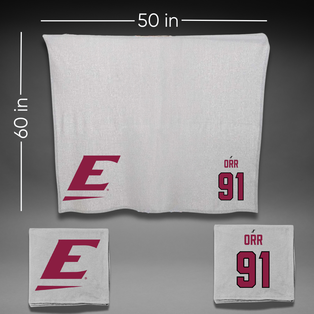 Eastern Kentucky University Football Gray Blanket - #91 Devin Orr