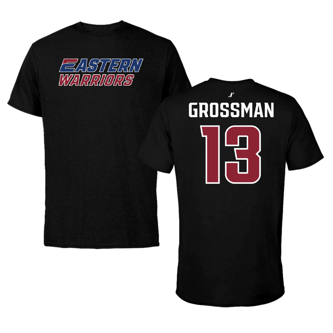 Eastern Connecticut State University Lacrosse (M) Black Tee - #13 Josh Grossman