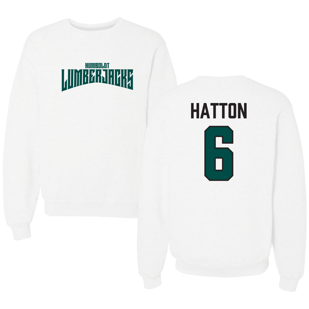 Cal Poly Humboldt Softball White Classic Crewneck - #6 Mason Hatton