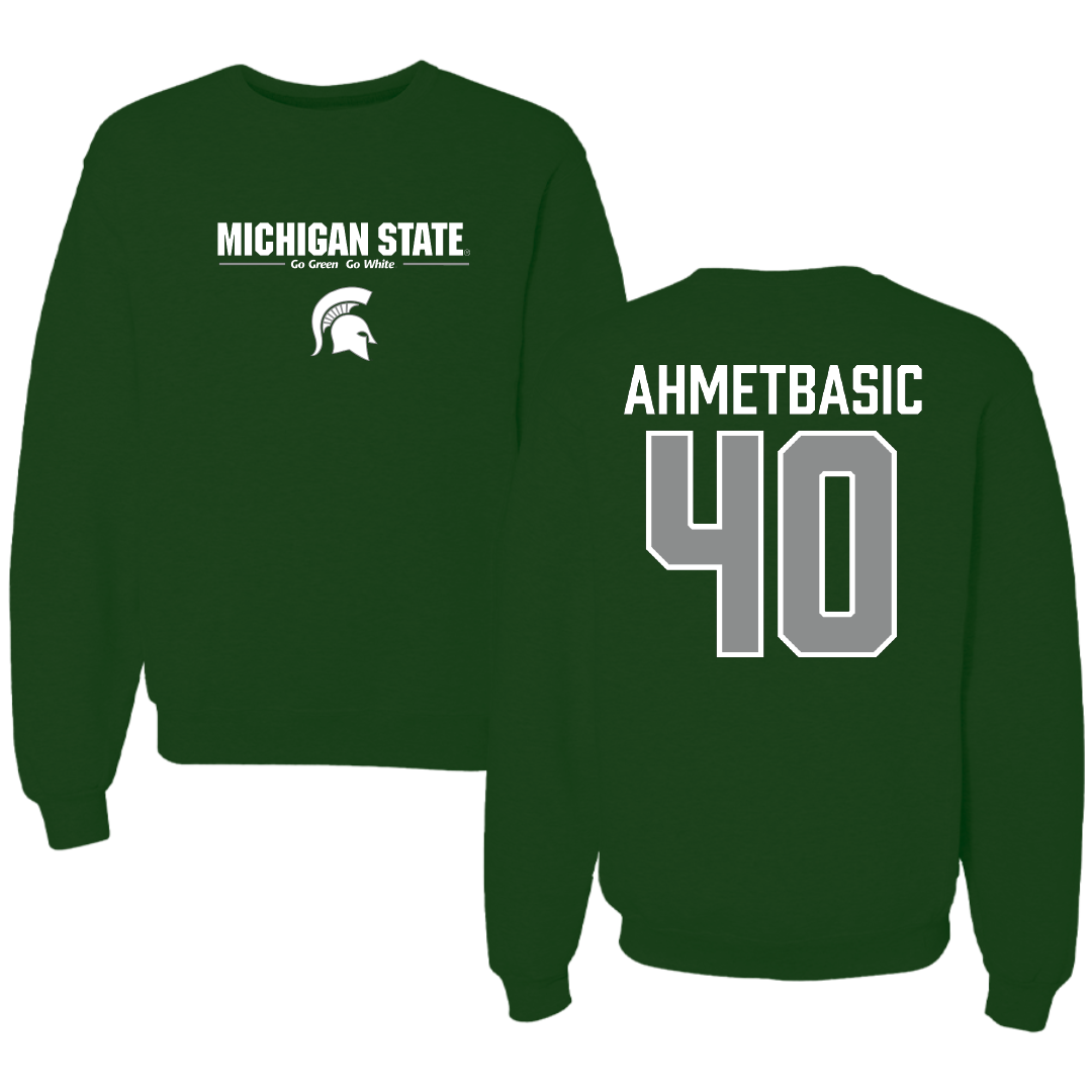 Michigan State University Football Forest Green General Crewneck - #40 Tarik Ahmetbasic