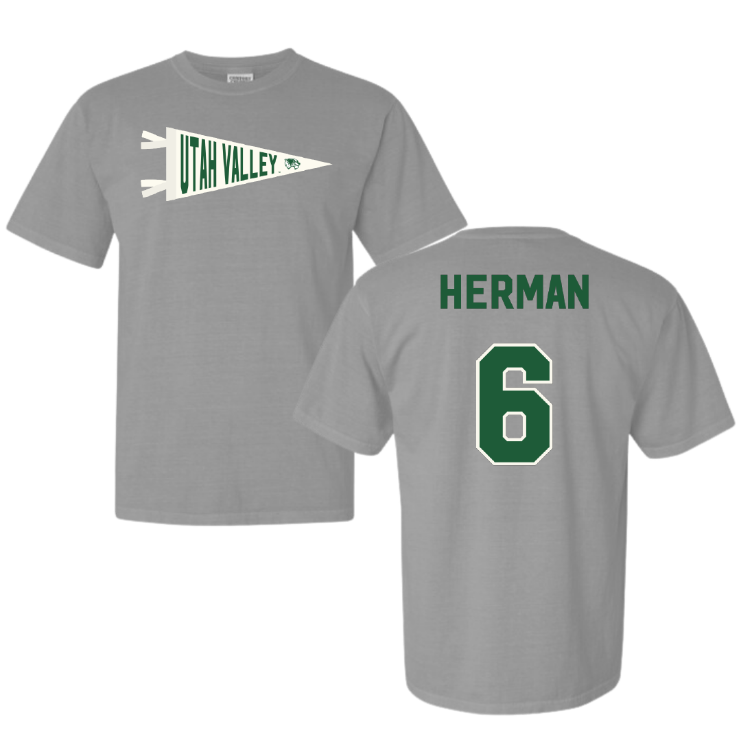 Utah Valley University Baseball Light Gray Pennant Comfort Colors Tee - #6 Carston Herman