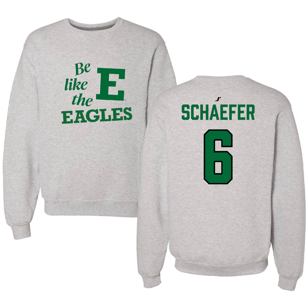 Eastern Michigan University Volleyball (W) Light Gray Be Like Us Crewneck - #6 Mia Schaefer