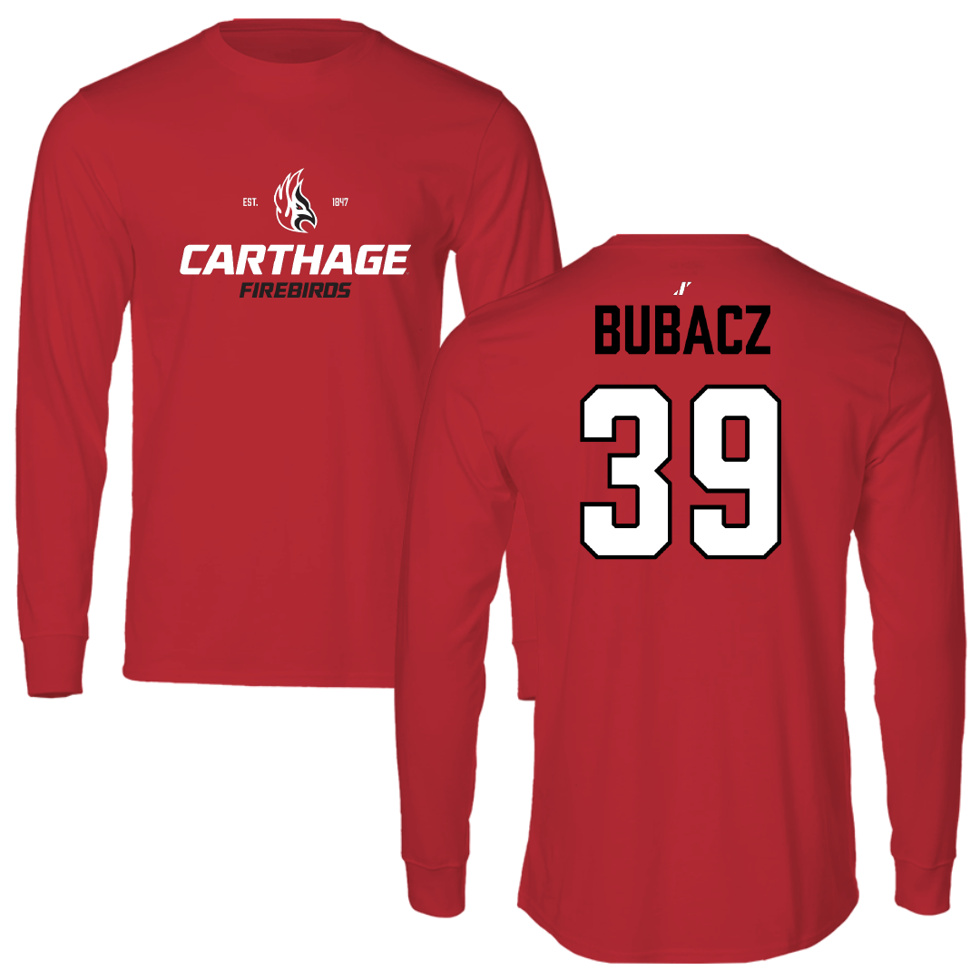 Carthage College Football Red General Performance Long Sleeve - #39 Benjamin Bubacz
