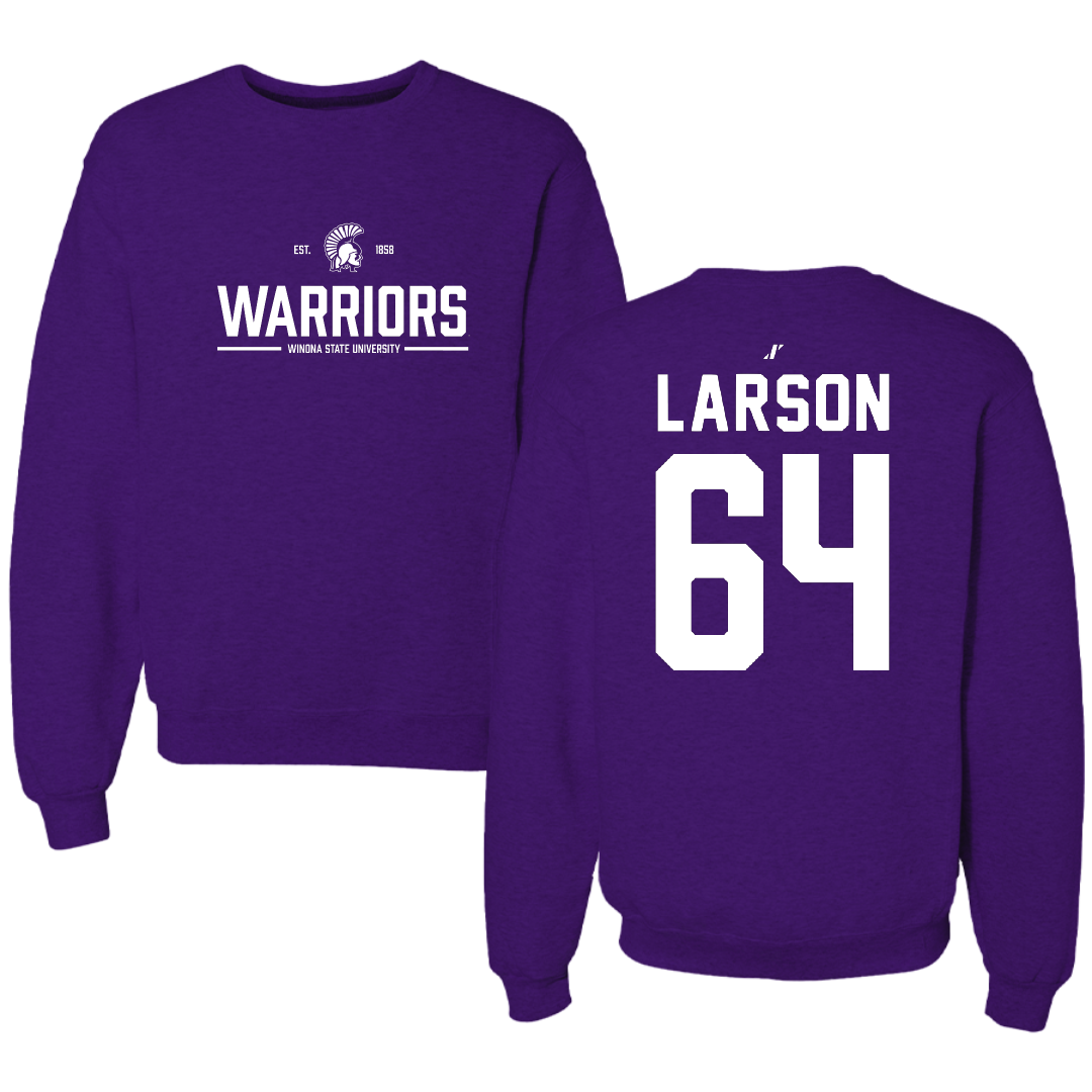 Winona State University Football Purple General Crewneck - #64 Jack Larson