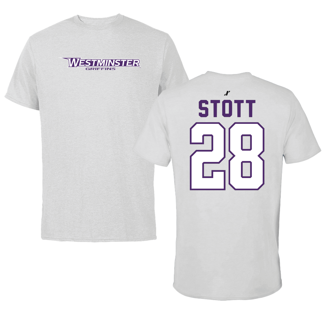 Westminster University (Utah) Soccer Light Gray Performance Tee - #28 Sage Stott