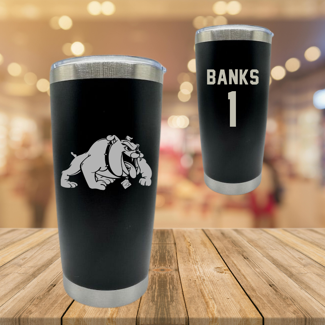 Bowie State University Football Black Stainless Steel Tumbler - #1 Antwain Banks