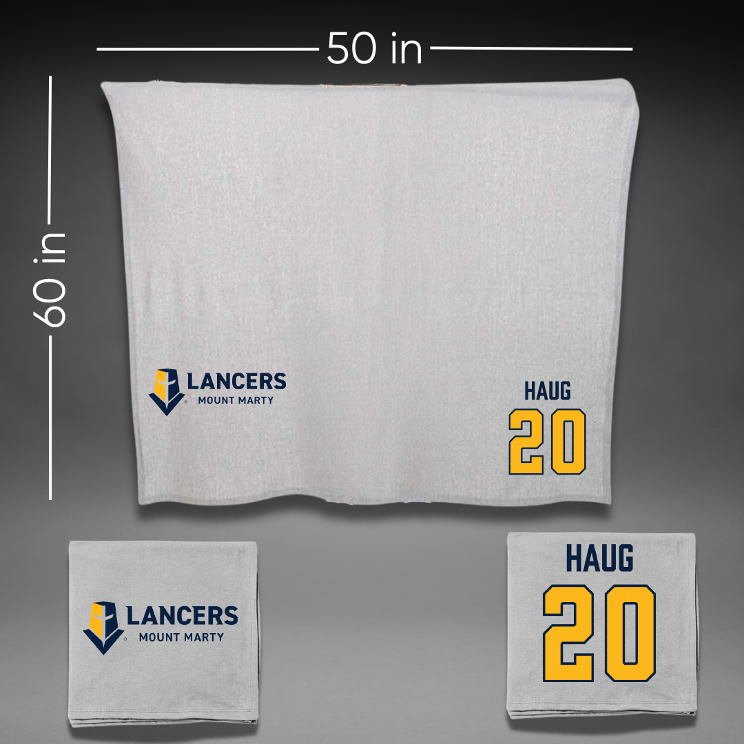 Mount Marty University Softball Gray Blanket - #20 Gracie Haug
