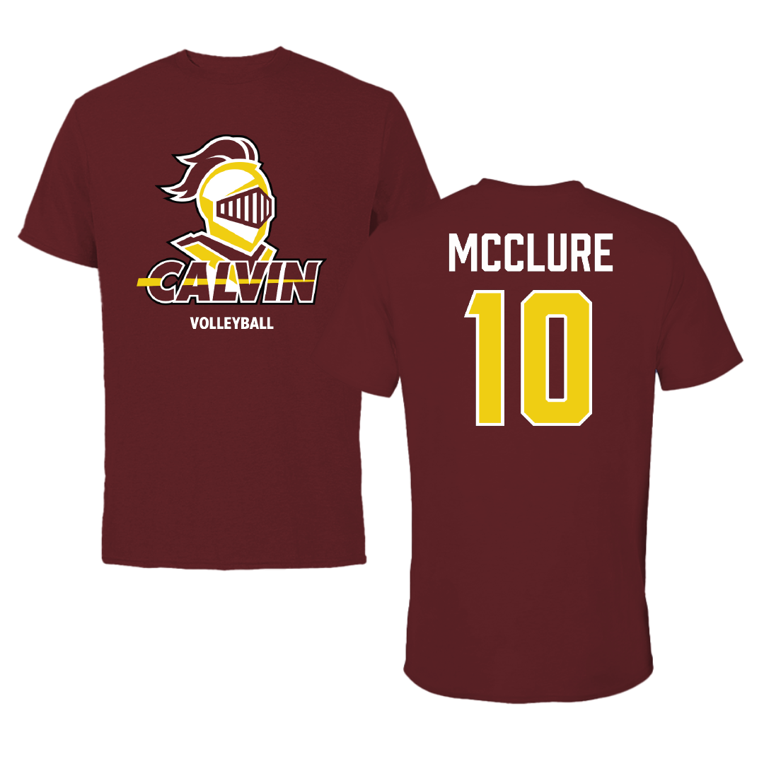 Calvin University Volleyball (M) Maroon Tee - #10 Philip McClure