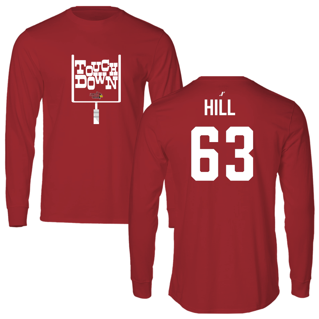 Illinois State University Football Canvas Red Touchdown Long Sleeve - #63 Chris Hill