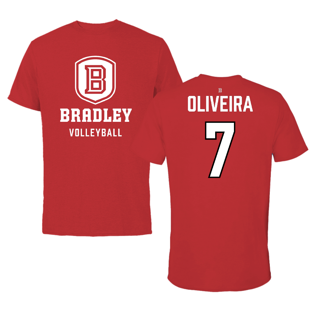 Bradley University Volleyball (W) Red Tee - #7 Vitoria Oliveira