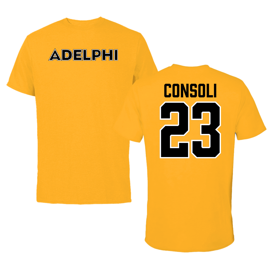 Adelphi University Soccer Gold Performance Tee - #23 Alessio Consoli