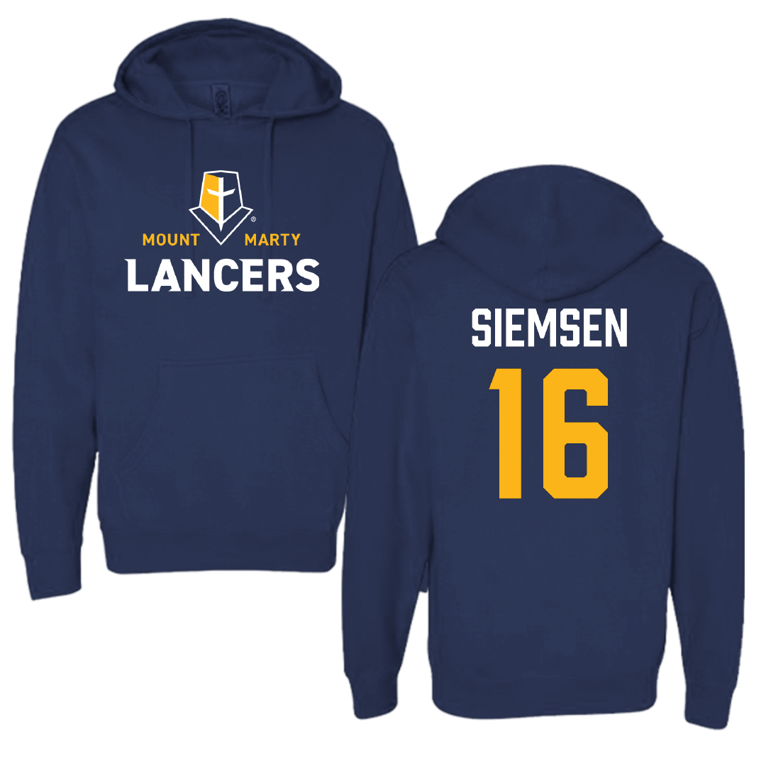 Mount Marty University Baseball Navy Hoodie - #16 Garrett Siemsen