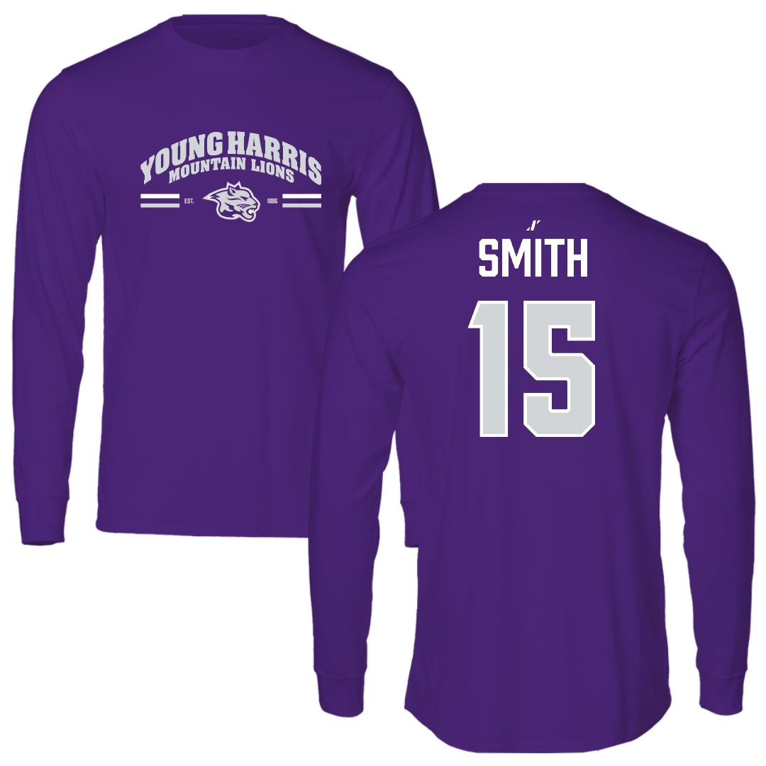 Young Harris College Lacrosse (M) Purple General Performance Long Sleeve - #15 Rory Smith