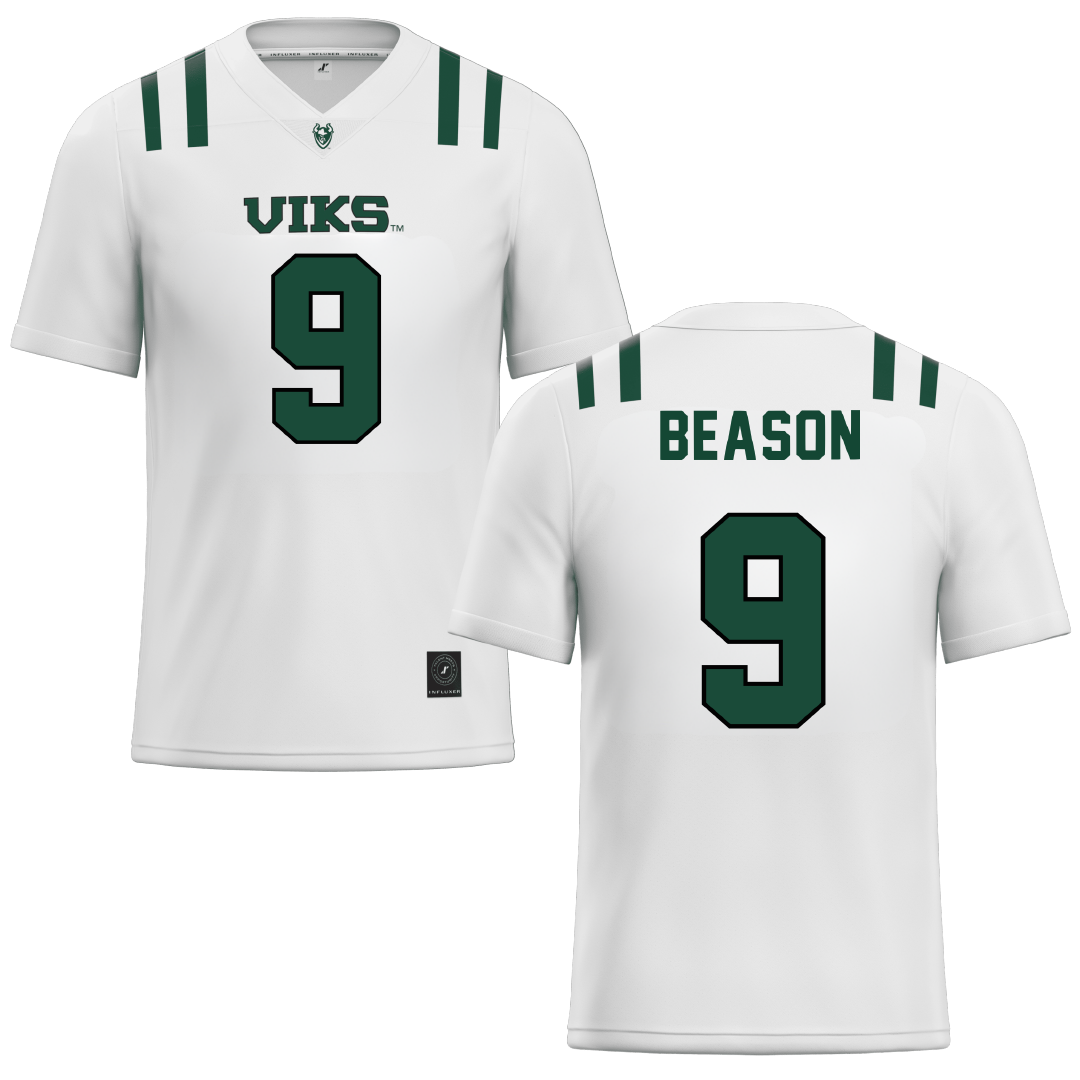 Portland State University White Football Jersey - #9 Davin Beason