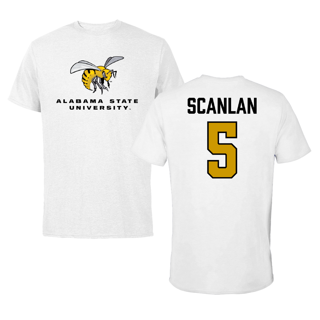 Alabama State University Volleyball White Performance Tee - #5 Sierra Scanlan