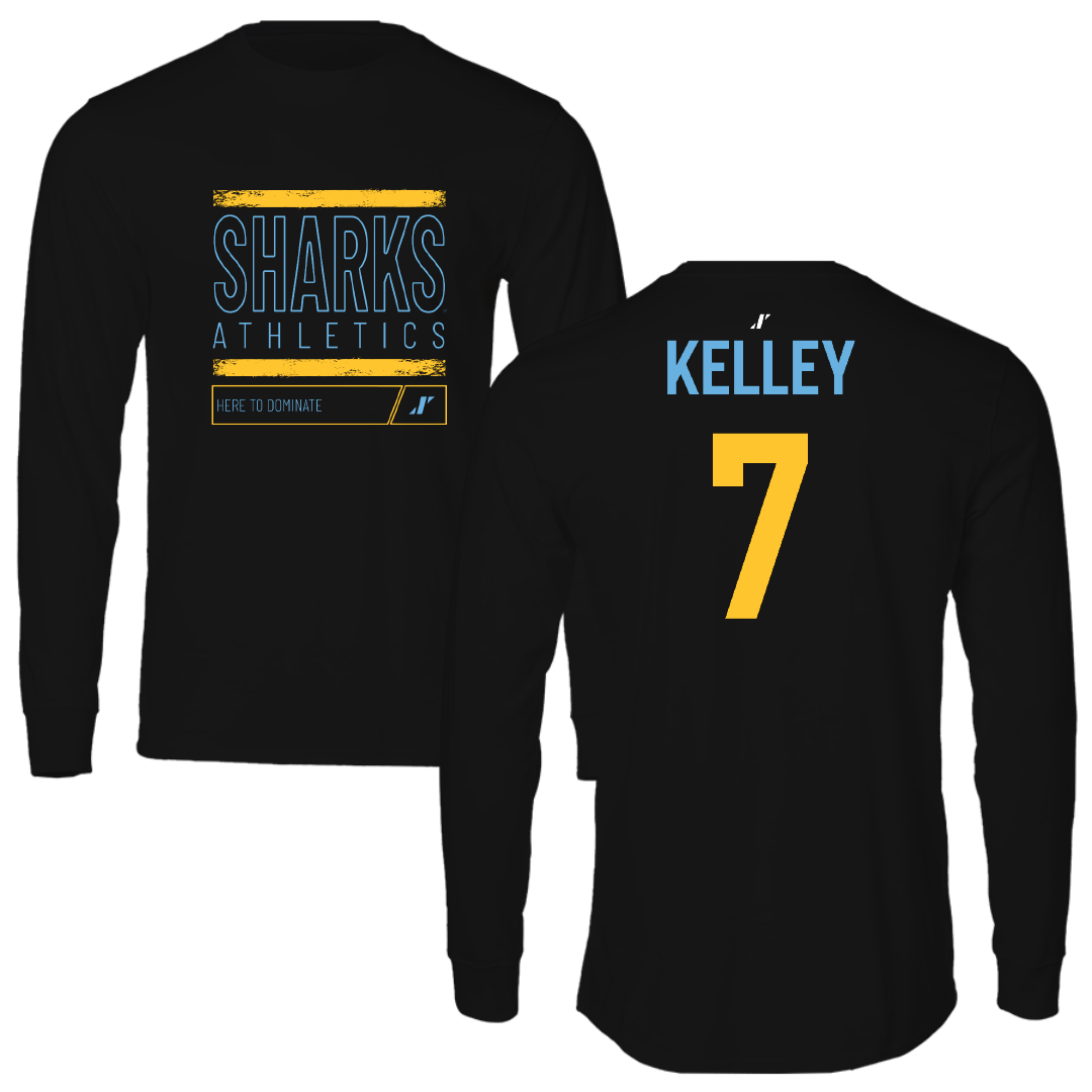 Long Island University Football Black Dominate Performance Long Sleeve - #7 Jaron Kelley