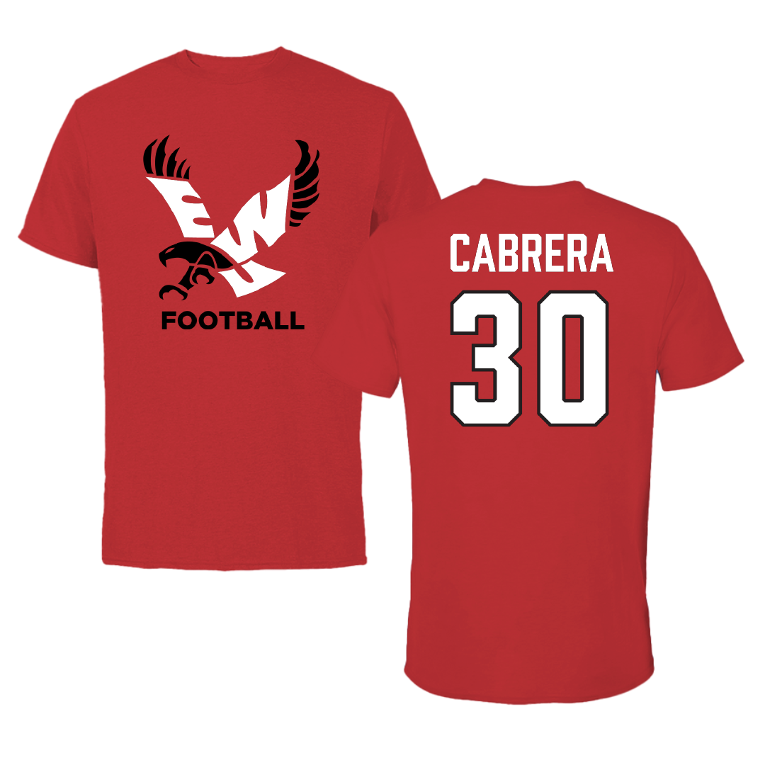 Eastern Washington University Football Red Tee - #30 David Cabrera