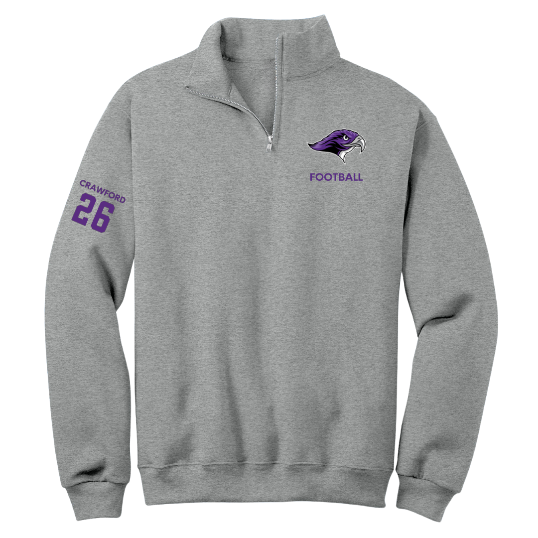 Stonehill College Football Sport Gray Quarter-Zip - #26 Marcus Crawford