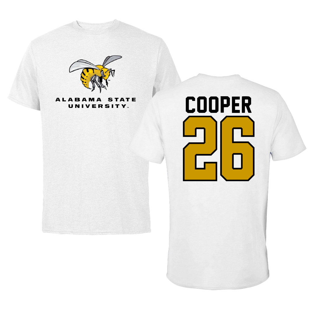 Alabama State University Flag Football White Performance Tee - #26 Jaseona Cooper