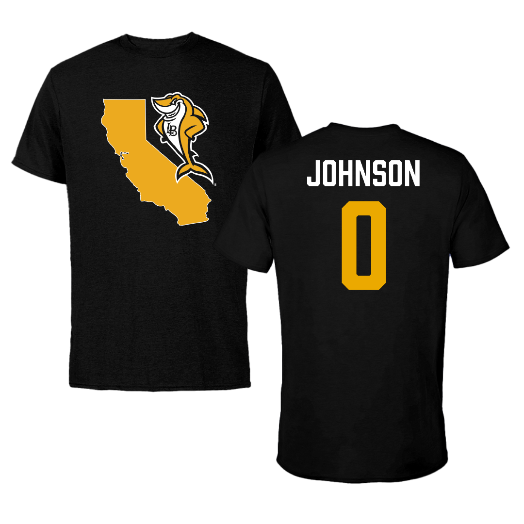 Long Beach State University Basketball Black State Tee - #0 Austin Johnson