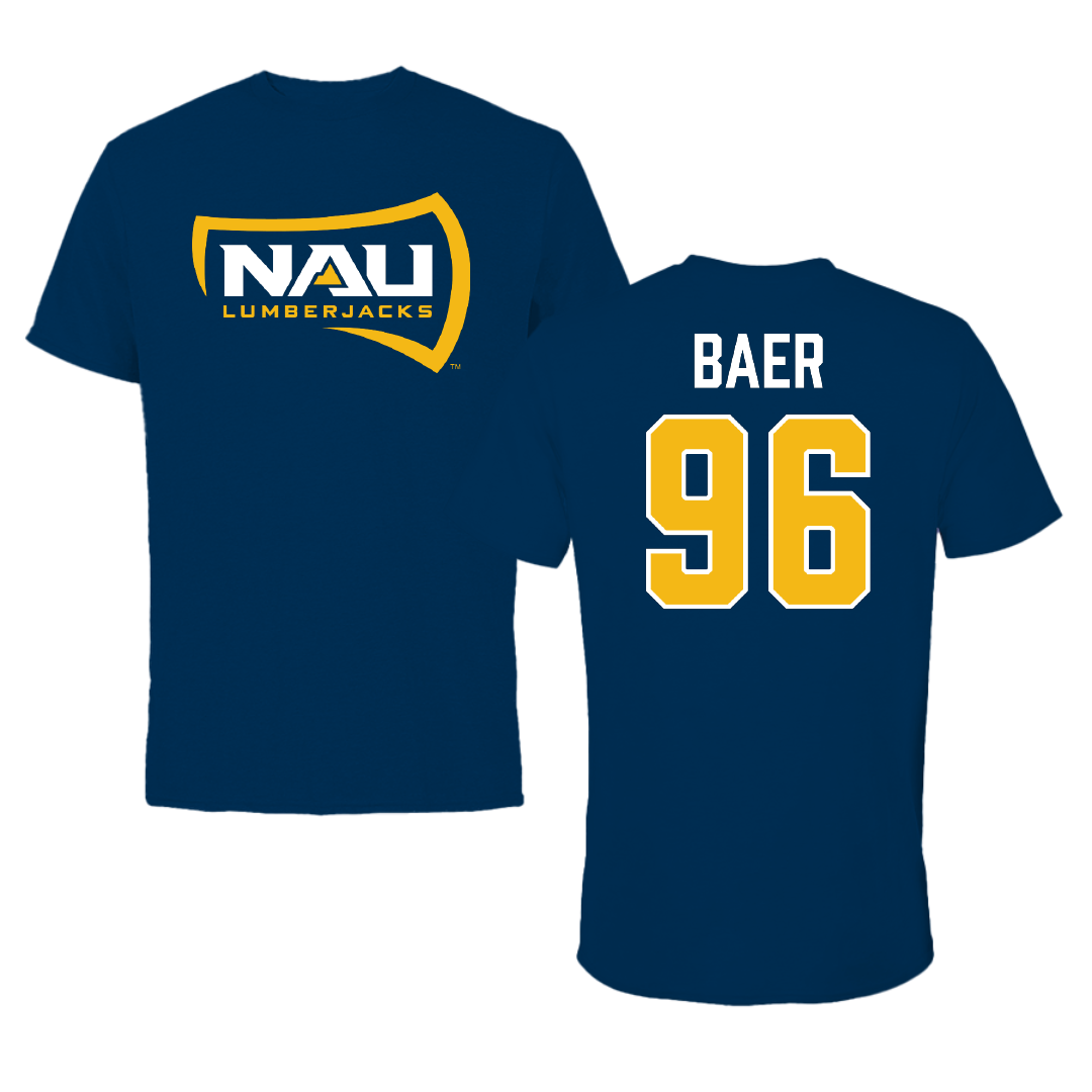 Northern Arizona University Football Navy Lumberjacks Tee - #96 Jayden Baer