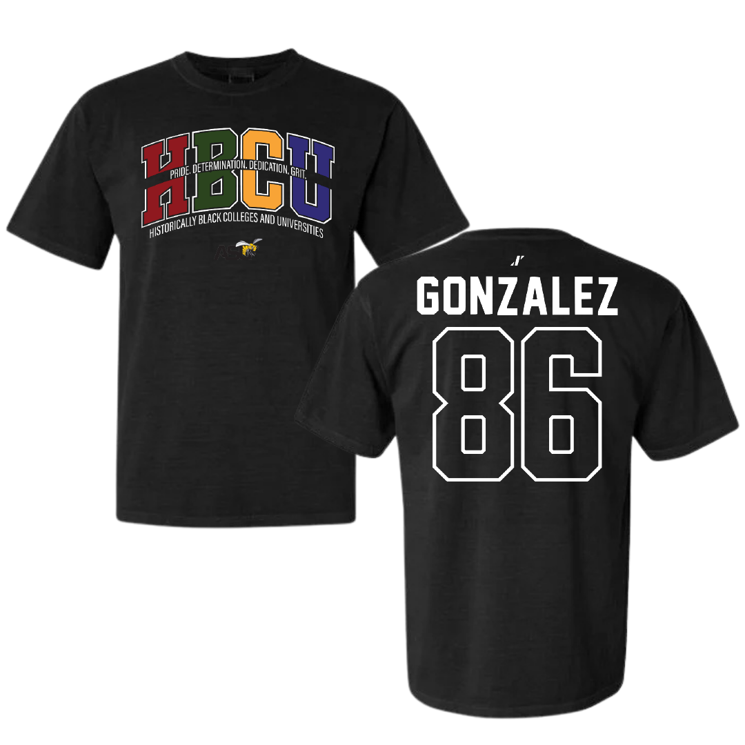 Alabama State University Football Black HBCU Comfort Colors Tee - #86 Drake Gonzalez