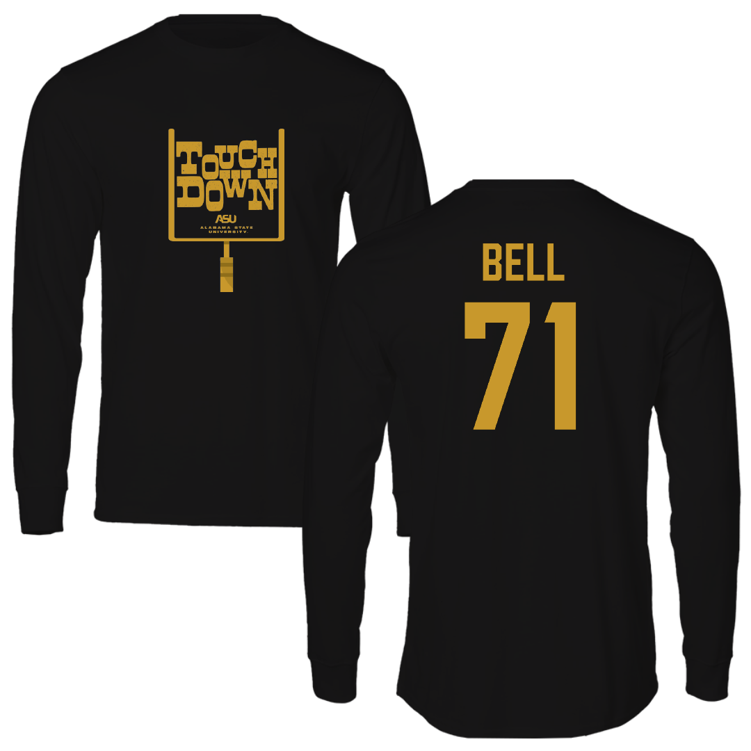 Alabama State University Football Black Touchdown Long Sleeve - #71 Kriston Bell