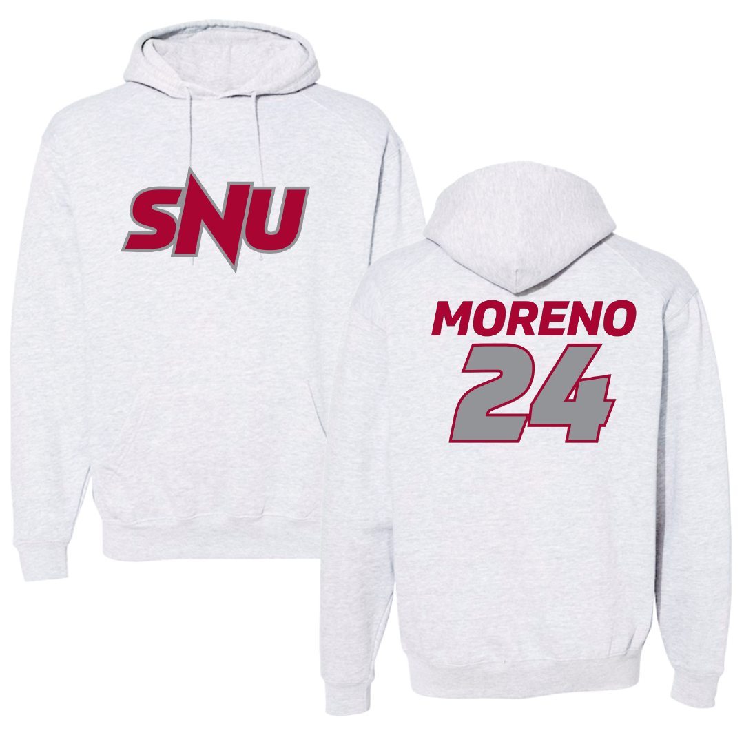 Southern Nazarene University Football Light Gray Hoodie - #24 Mikey Moreno