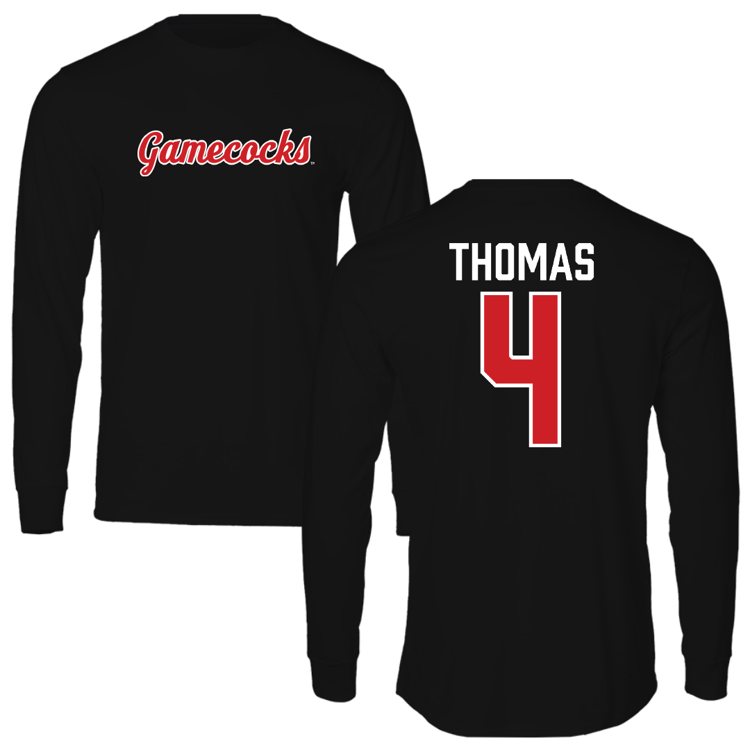 Jacksonville State University Baseball Black Performance Long Sleeve - #4 Kenskey Thomas