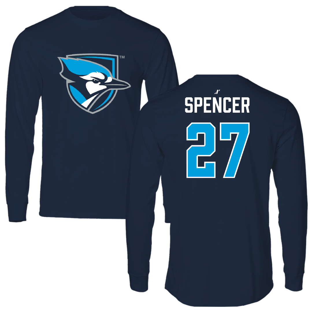 Elmhurst University Football Navy Mascot Performance Long Sleeve - #27 Jamie Spencer