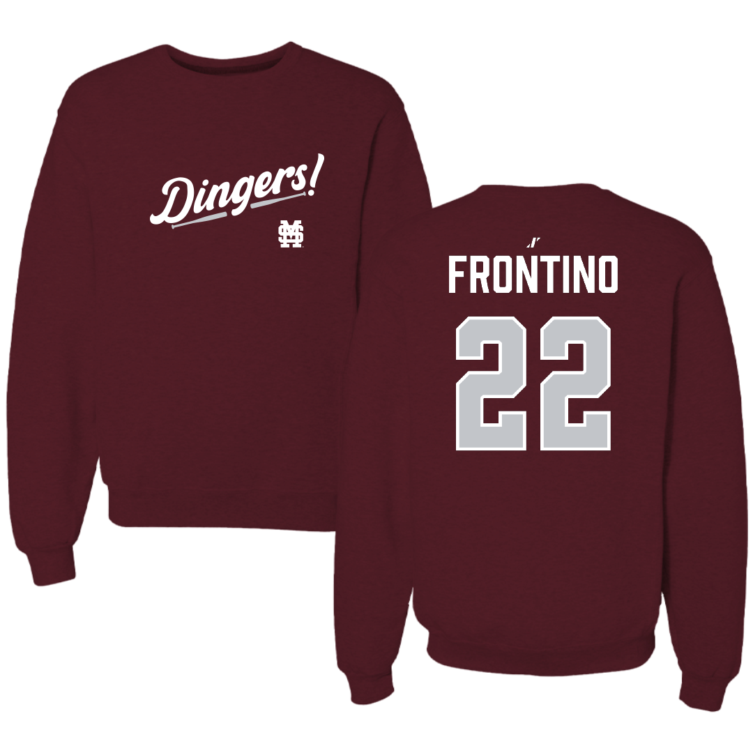 Mississippi State University Baseball Maroon Dingers Crewneck - #22 Nick Frontino